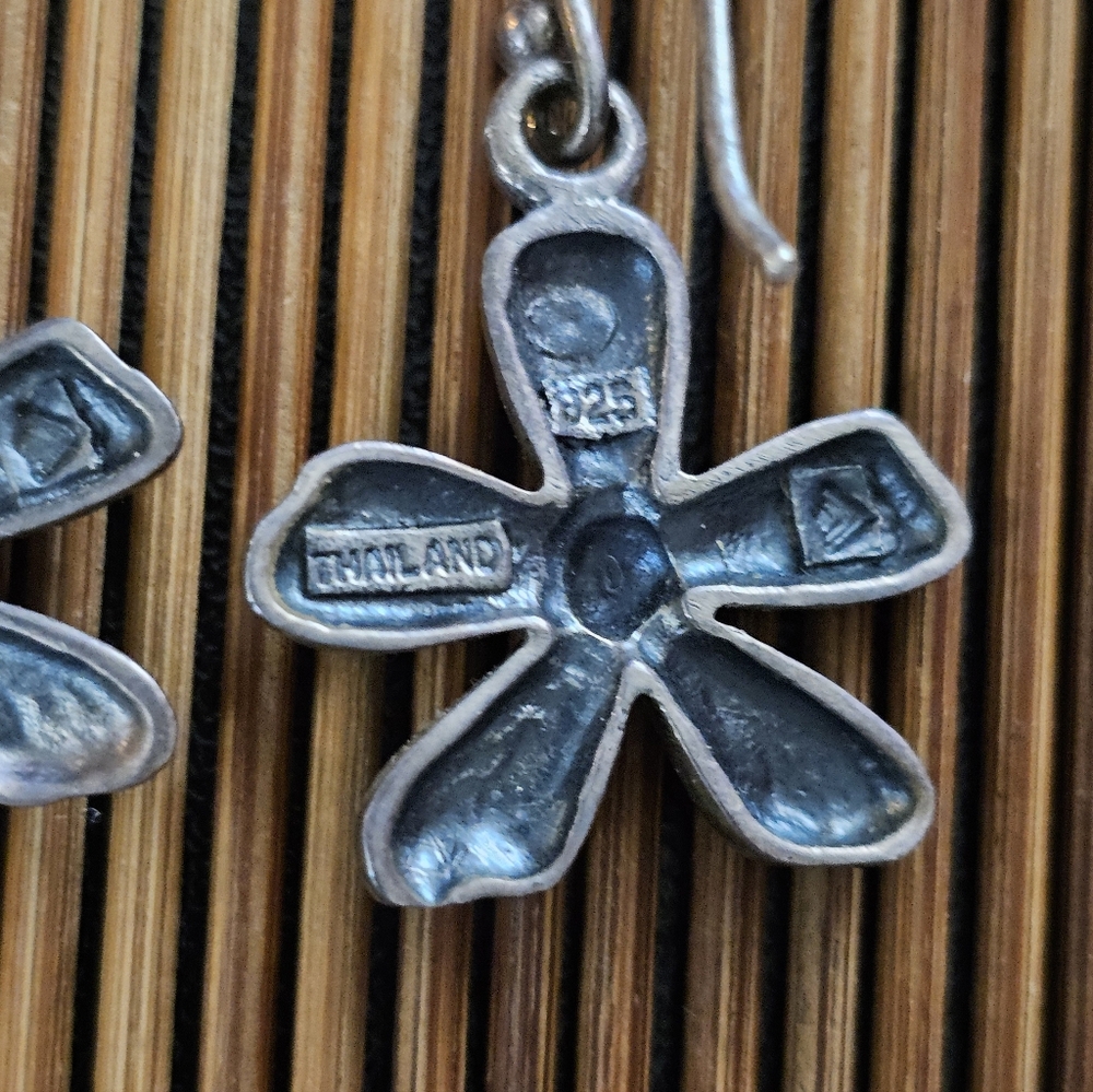 925 Silver Flower Dangle Earrings - image 7